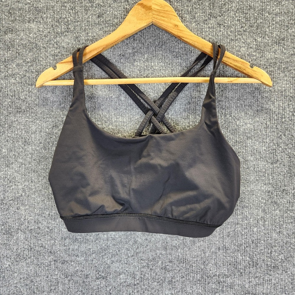Lululemon Sports Bra Womens 12 Black Strappy Crossback Yoga Athletic LW2EB2S04